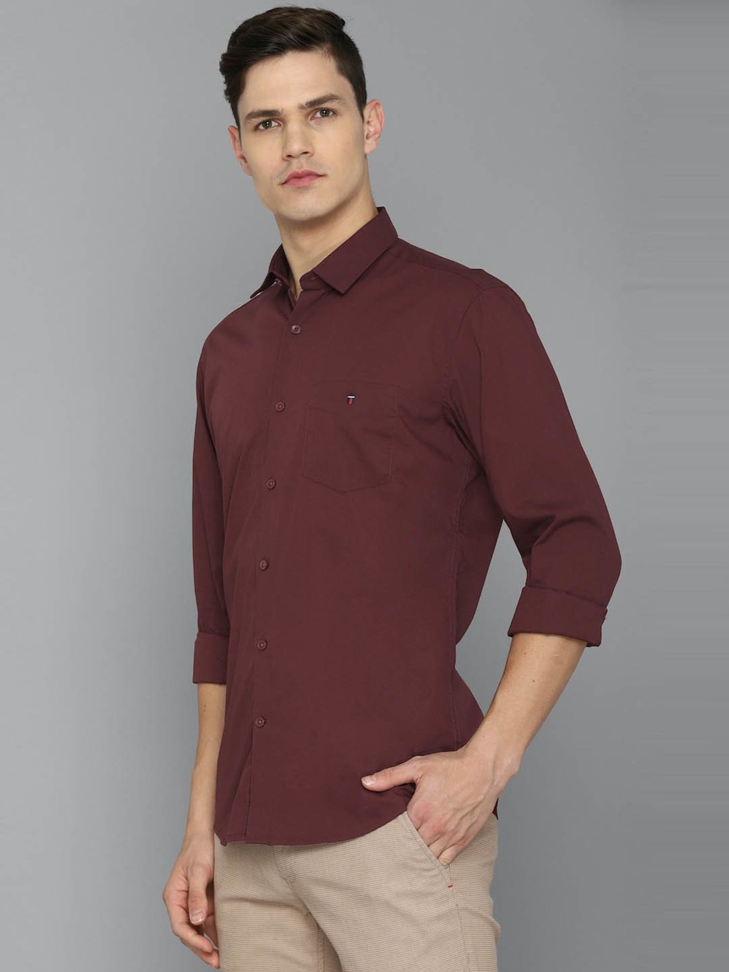 Louis Philippe Sport Maroon Slim Fit Shirt