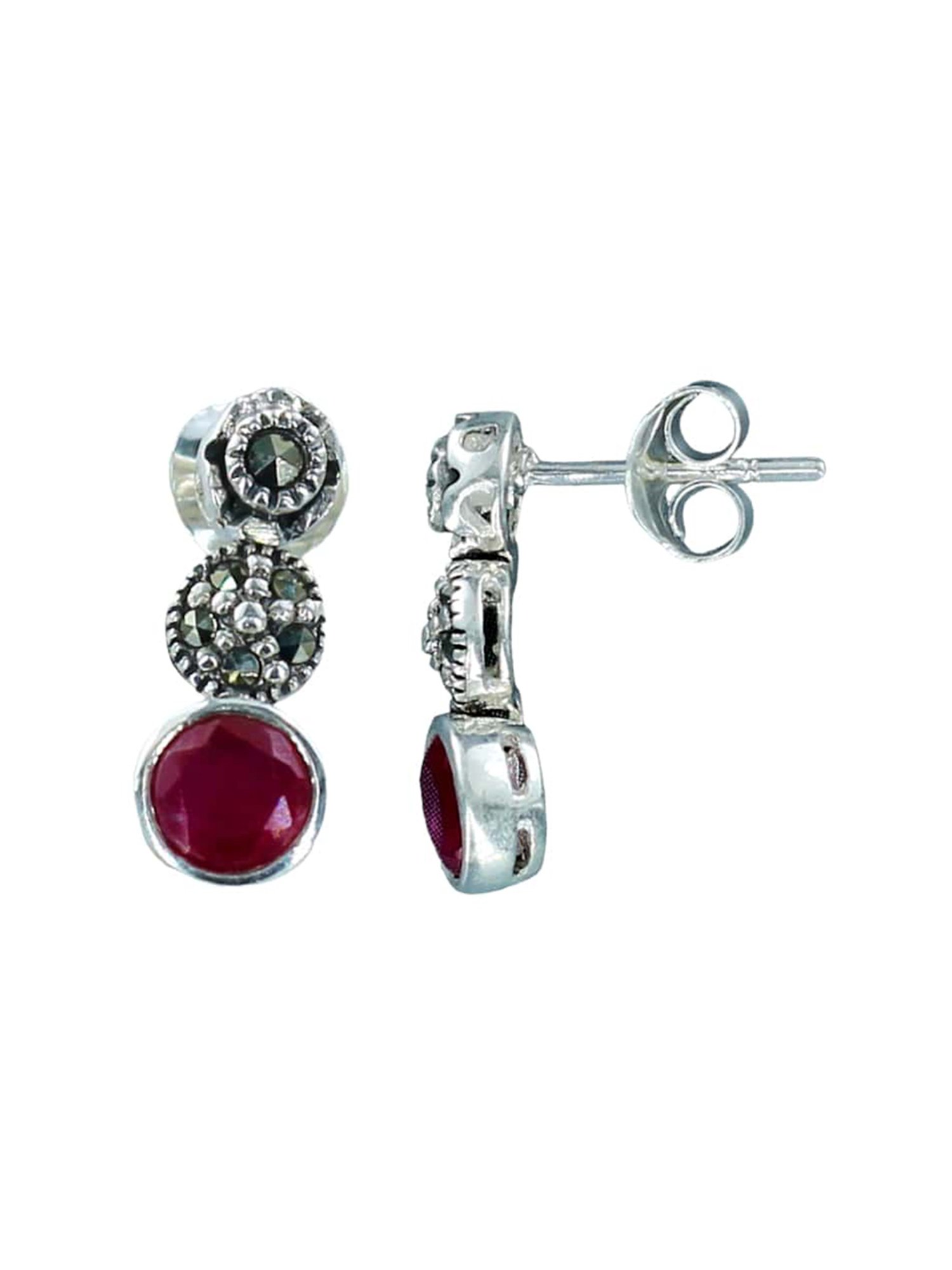 Taraash 92.5 Sterling Silver Colorful CZ Drop Earrings