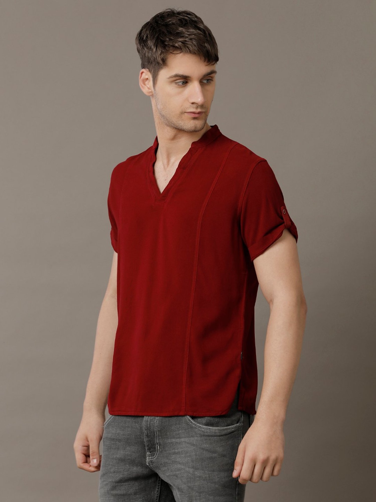 Identiti Maroon Slim Fit Shirt