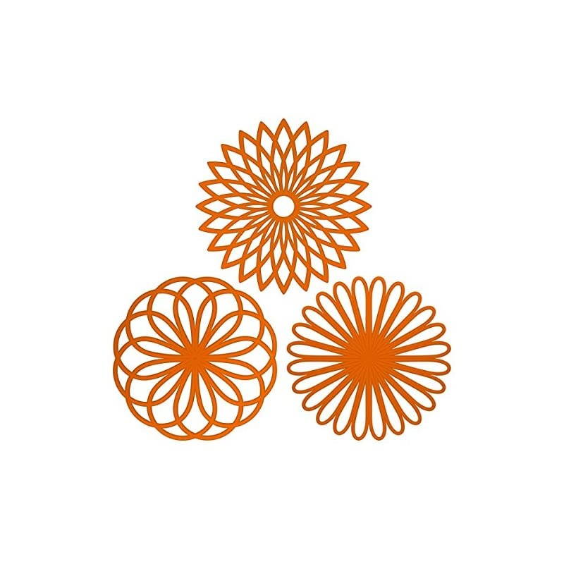 3 Set Silicone Multi-Use Flower Trivet Mat - Premium Quality Insulated Flexible Durable Non Slip Coasters Hot Pads Orange