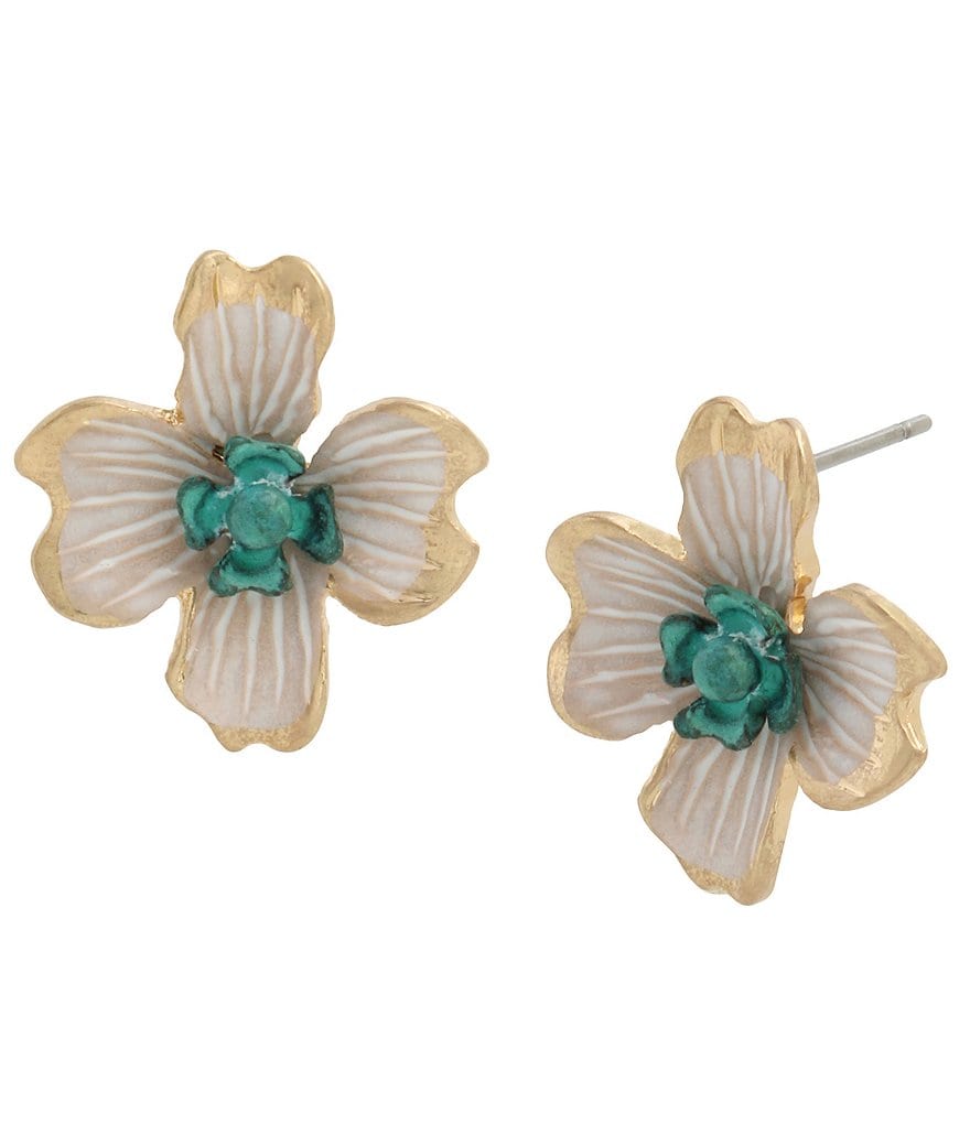 Robert Lee Morris Soho Patina Flower Stud Earrings
