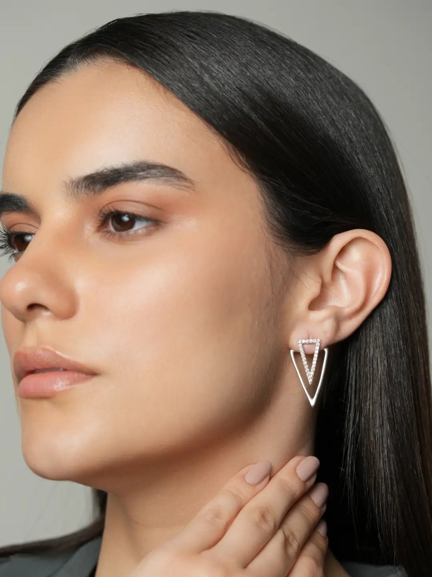 Mabel 92.5 Sterling Silver Inverse Triangle Drop Earrings for Women