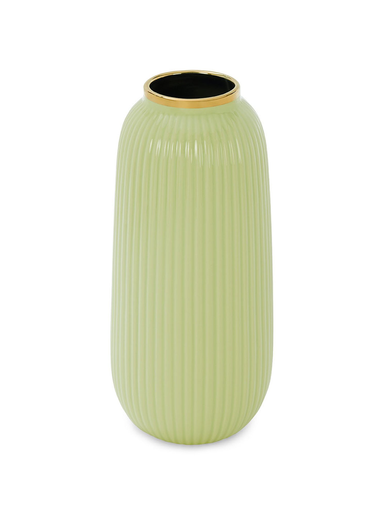 Pure Home and Living Light Green Ceramic Ribbed Vase