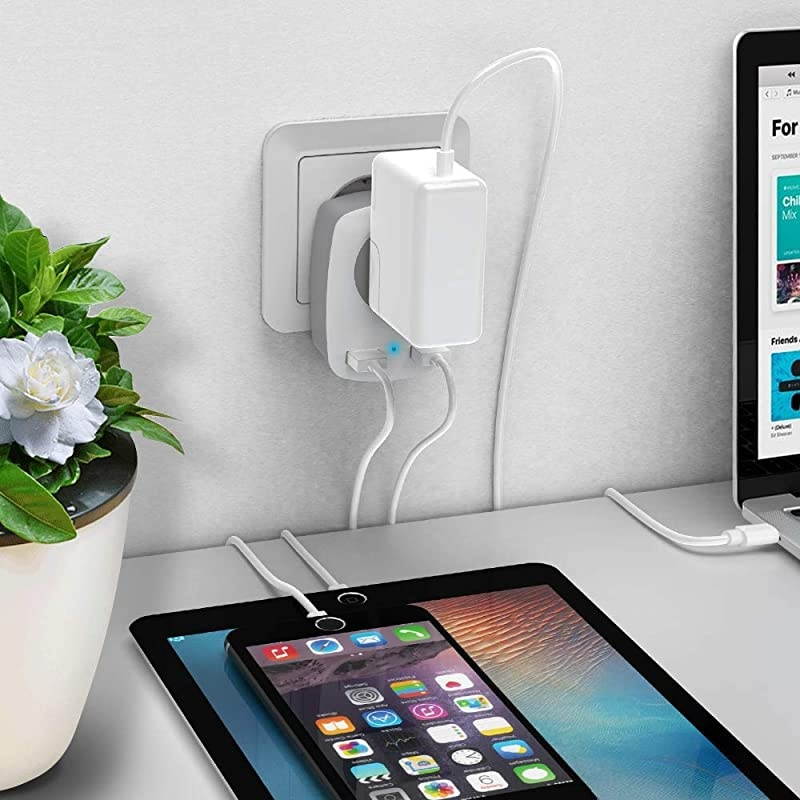 Travel Adapter America to Europe International Power Adapter with 1 US Outlet and 2 USB Charger Ports Electrical Socket Adaptor for US to Ireland Hong Kong UAE 2Pack TypeG Plugs