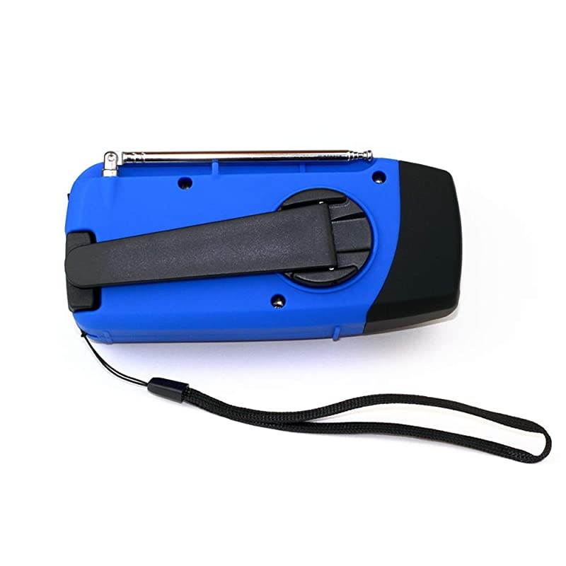 Upgrade  Emergency Solar Hand Crank Dynamo NOAA WB AMFM Radio Hurricane Camping Survive Kit with 3LED Flashlight 1000mAh Power Bank 088FS Blue