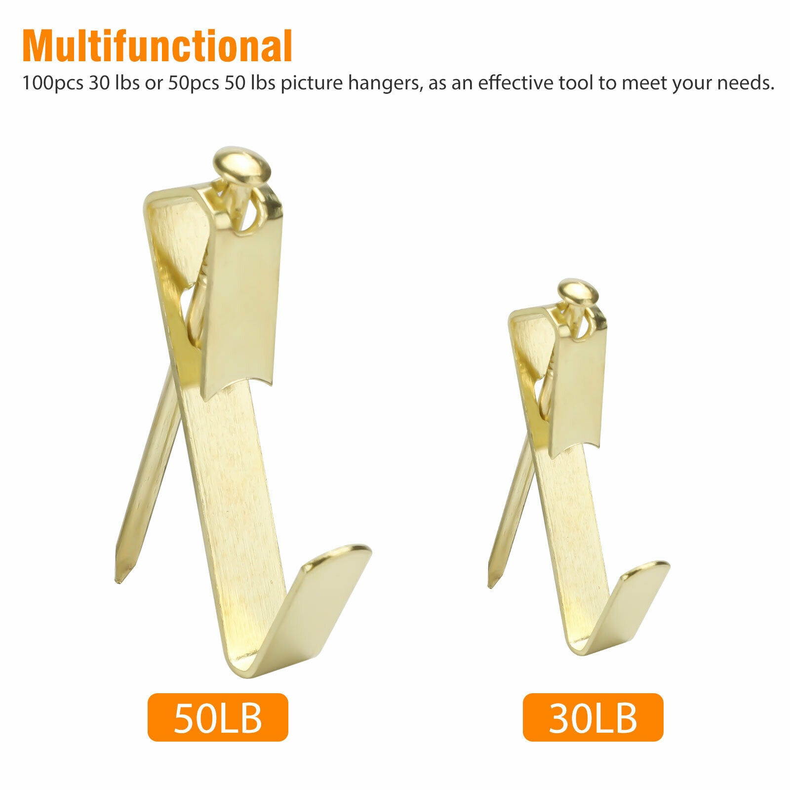 50/100x Picture Wall Hangers Painting Hanging Kit Heavy Photo Frame Hook 30/50LB