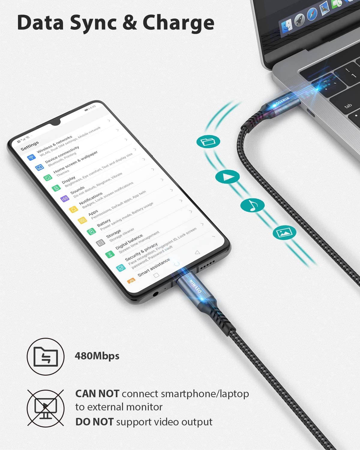 USB C to USB C Fast Charging Cable 60W 4-Pack[10ft+6.6ft+3.3ft+1ft], NIMASO USB Type C Charger Cord Compatible with Samsung Galaxy S20 S10 Note 20 10, Google Pixel 4 3 2 XL, MacBook Air iPad Pro 2020