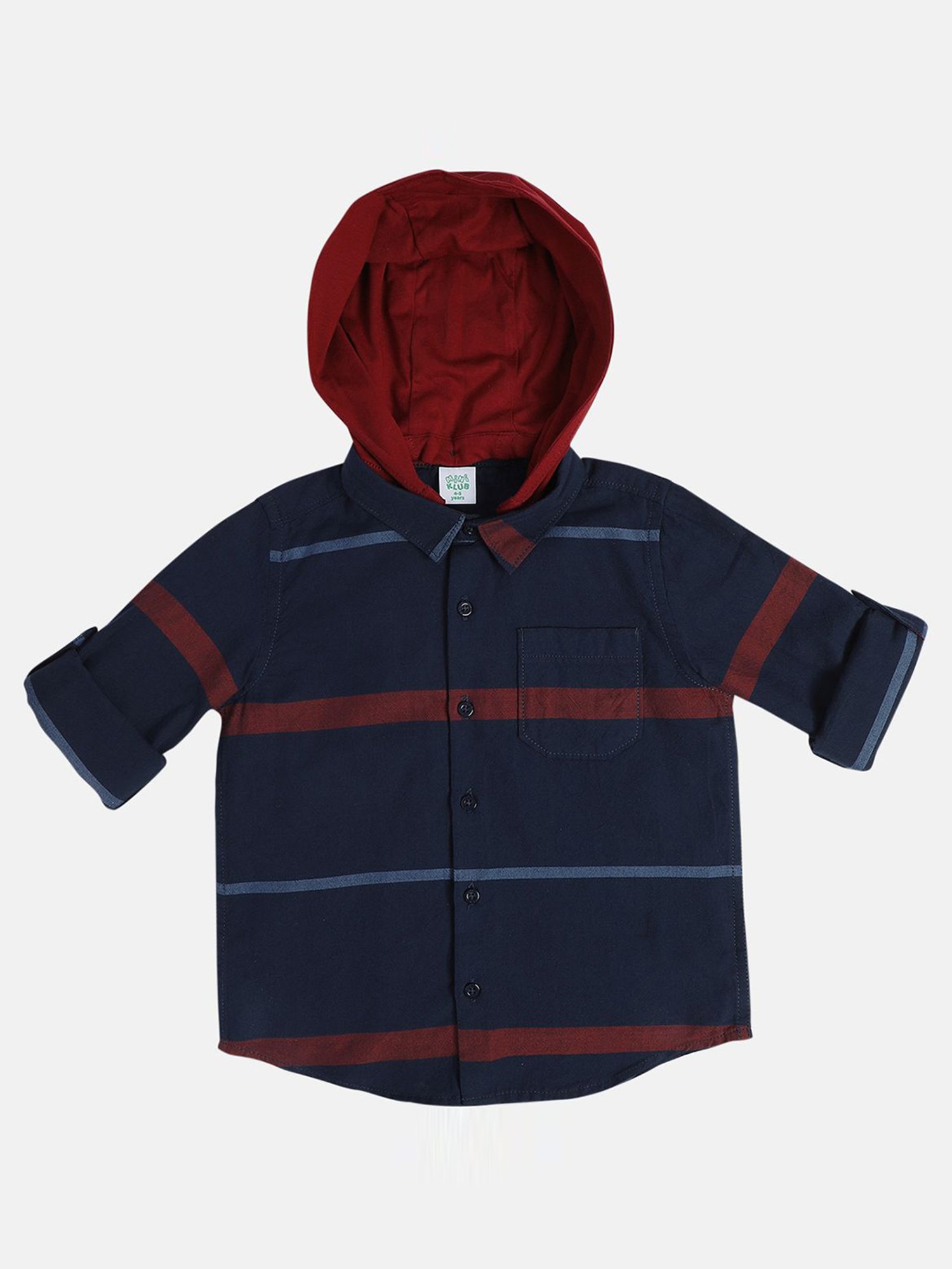 MINIKLUB Boys Blue Cotton Printed Full Sleeves Shirt