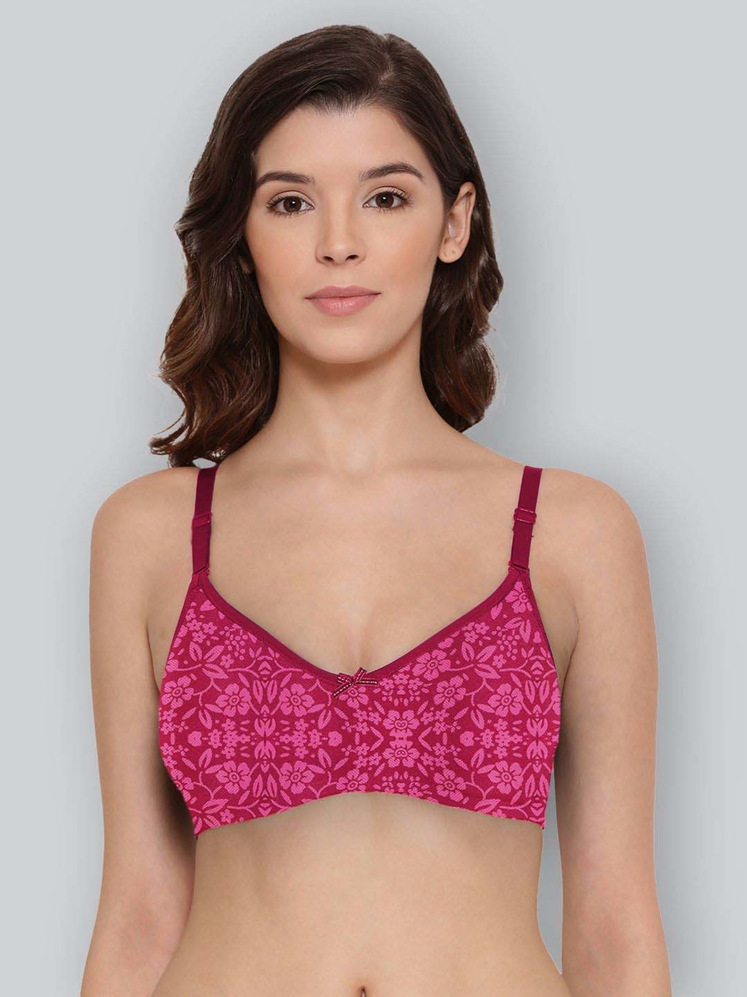 Lyra Magenta Cotton Printed T-Shirt Bras - Pack Of 2