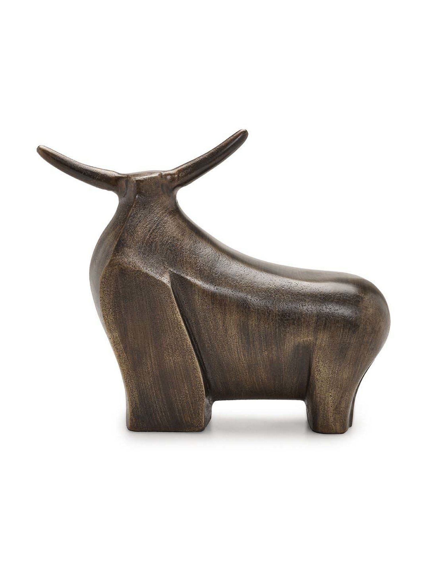 Pure Home and Living Brown Aluminium Antique Bull Figurine