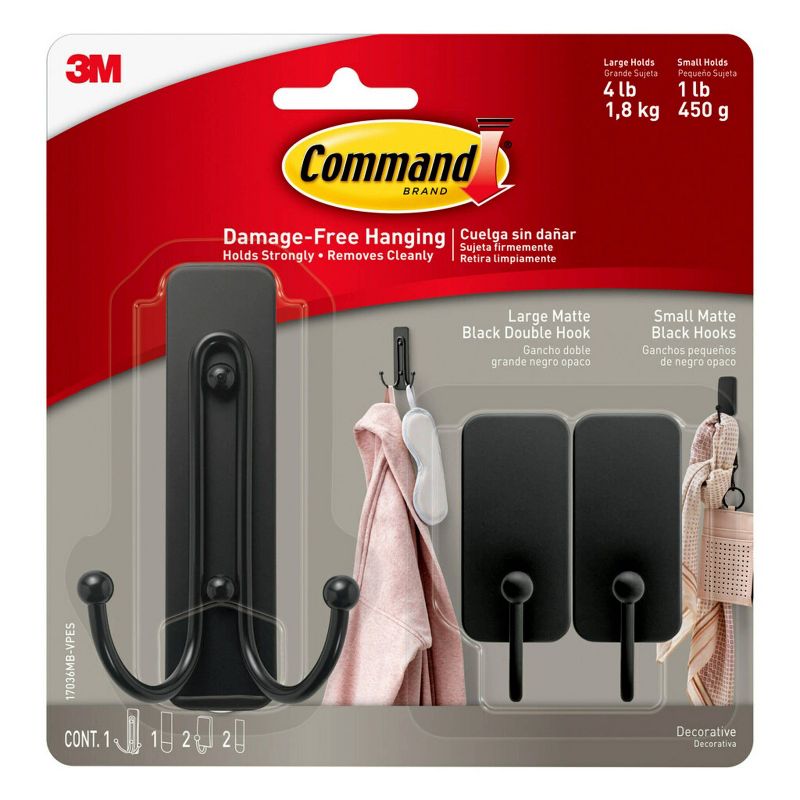 Command Combo Pack Matte Black Hooks