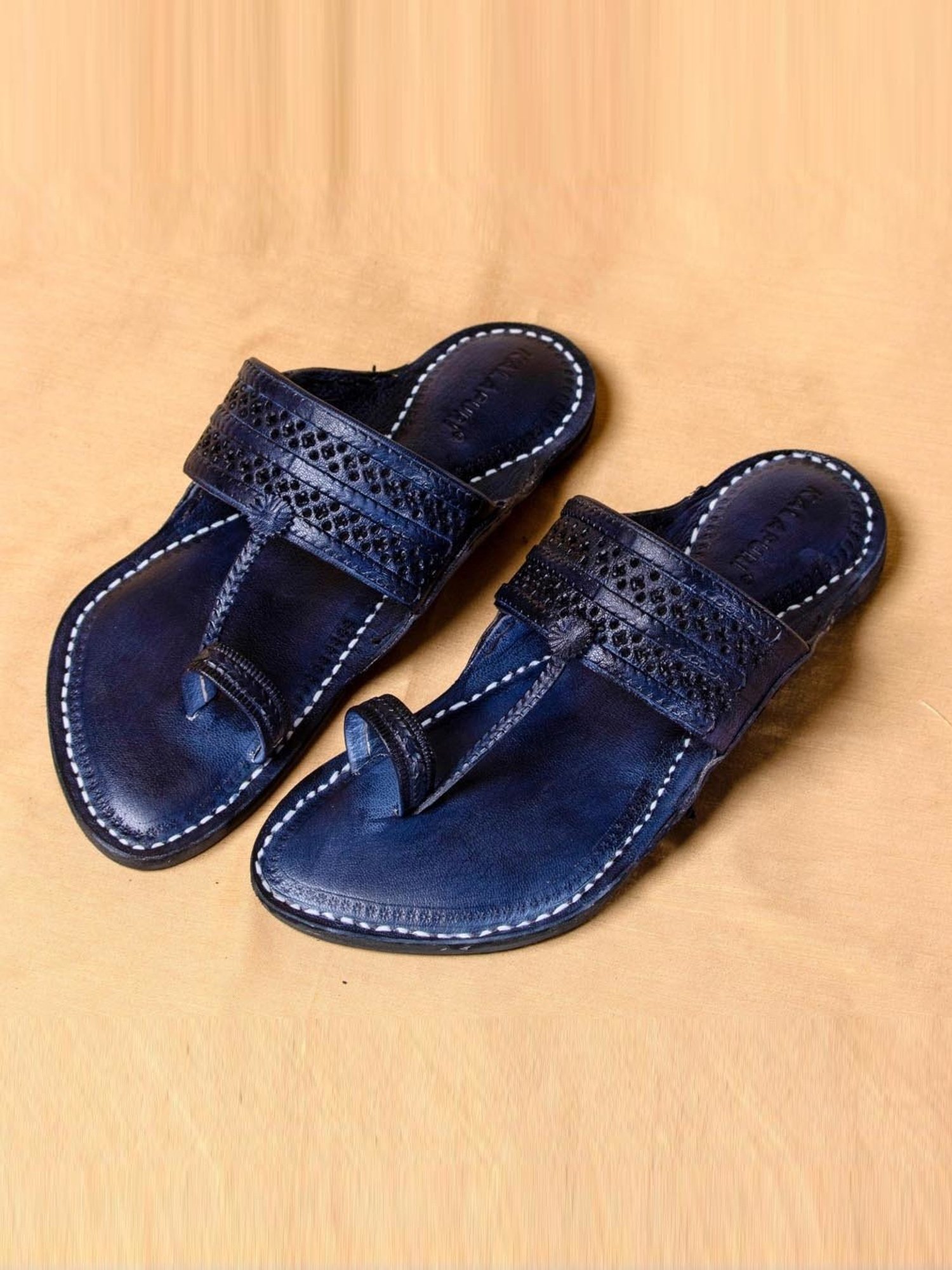 Kalapuri Men's Navy Kolhapuri Sandals