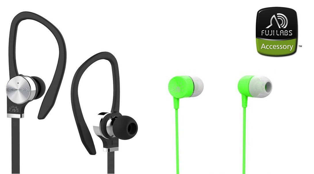 Fuji Labs AUFJ-SQWTS306BK and AUFJ-SQWMS101 Sonique 2-in-1 High Grade In-Line Mic Headphones BUNDLE