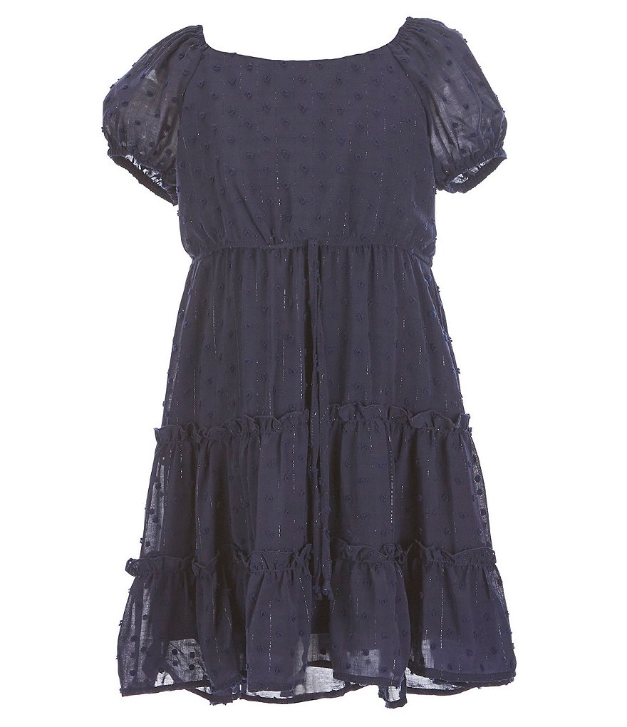 Poppies and Roses Big Girls 7-16 Short-Sleeve Peasant-Style Tiered Dress