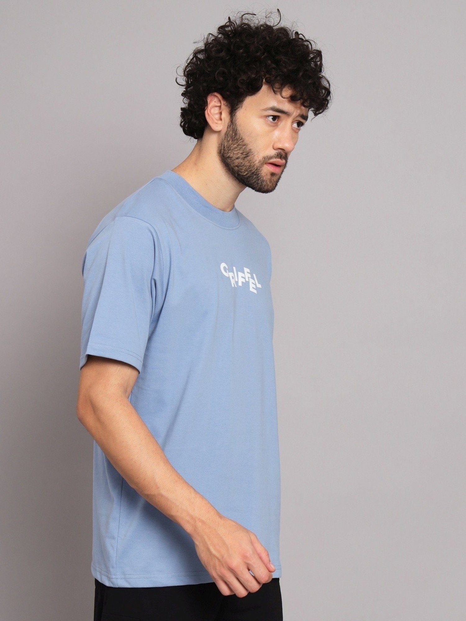 Griffel Blue Cotton Loose Fit Printed Co-Ord Set