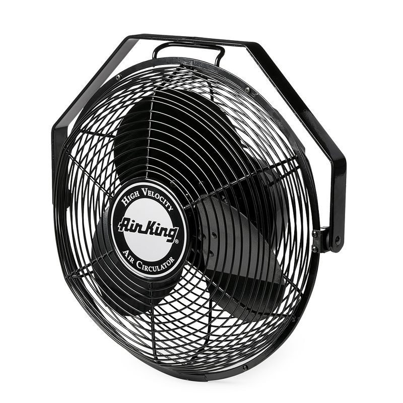Air King 14 Inch 1/20 Horsepower 3-Speed Indoor/Outdoor Industrial and Commercial Enclosed Pivoting Warehouse Garage Steel Multi-Mount Fan, Black