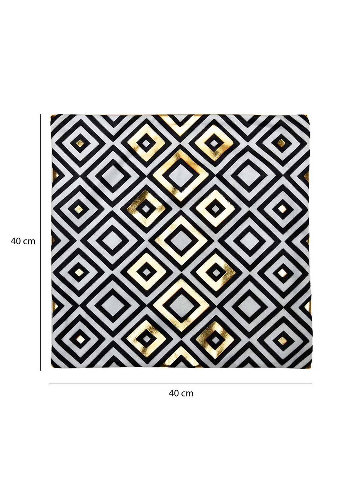 @home Nilkamal Off White & Gold Polyester Cushion Cover