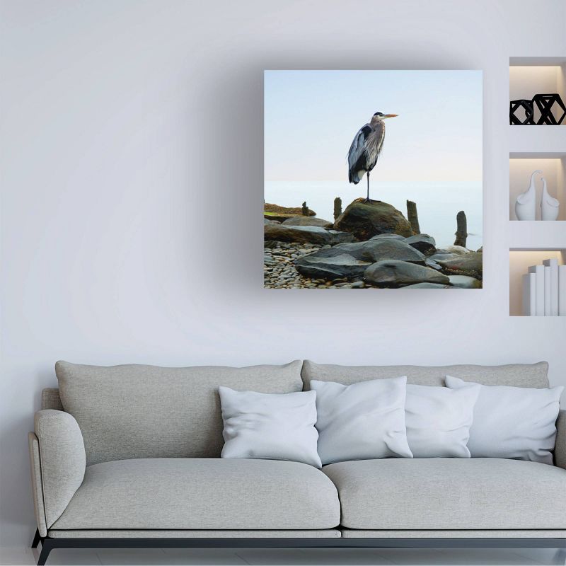 18" x 18" James McLoughlin 'Beachscape Heron' Unframed Wall Canvas - Trademark Fine Art