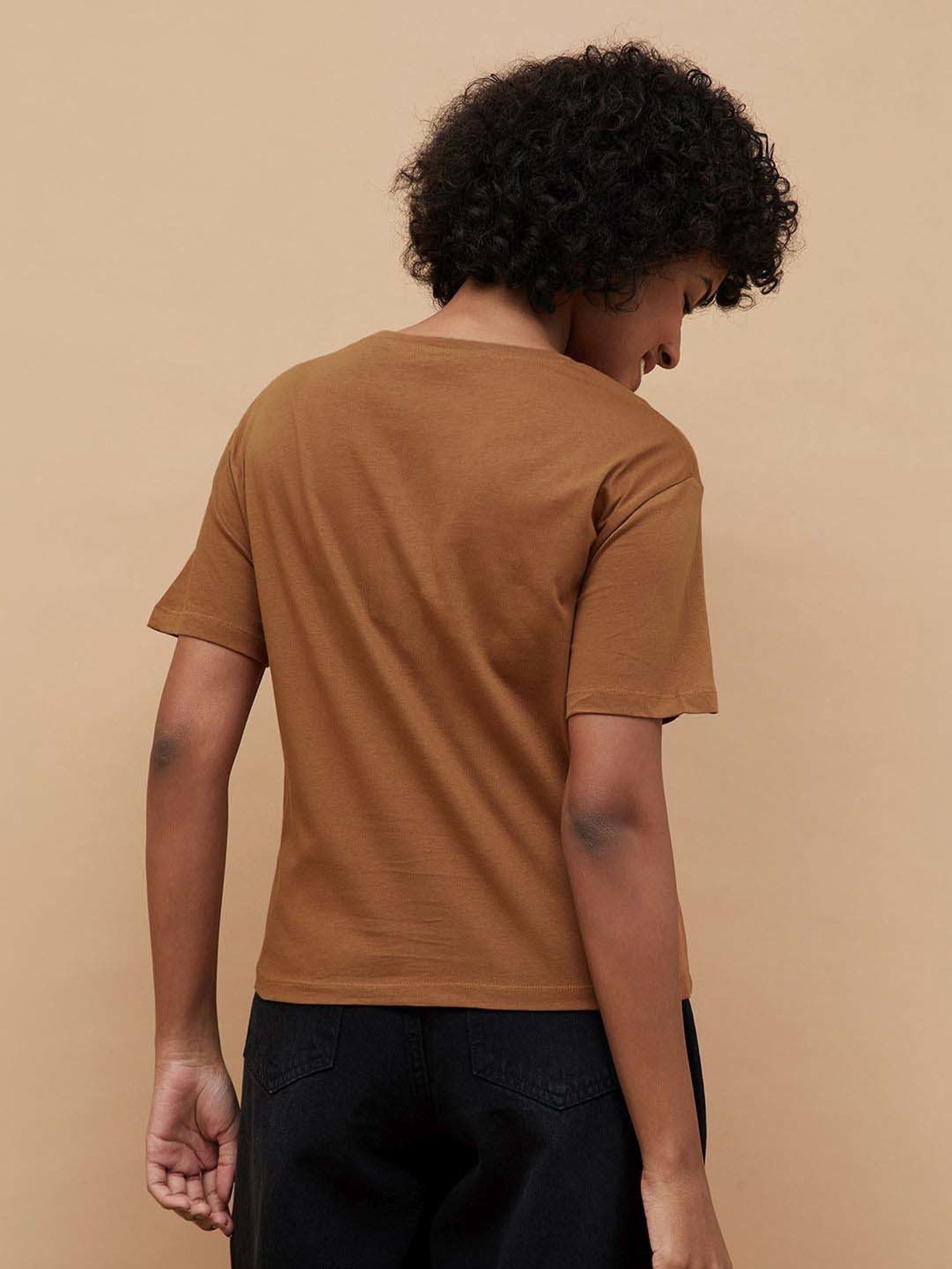 Fame Forever by Lifestyle Brown Cotton Printed T-Shirt