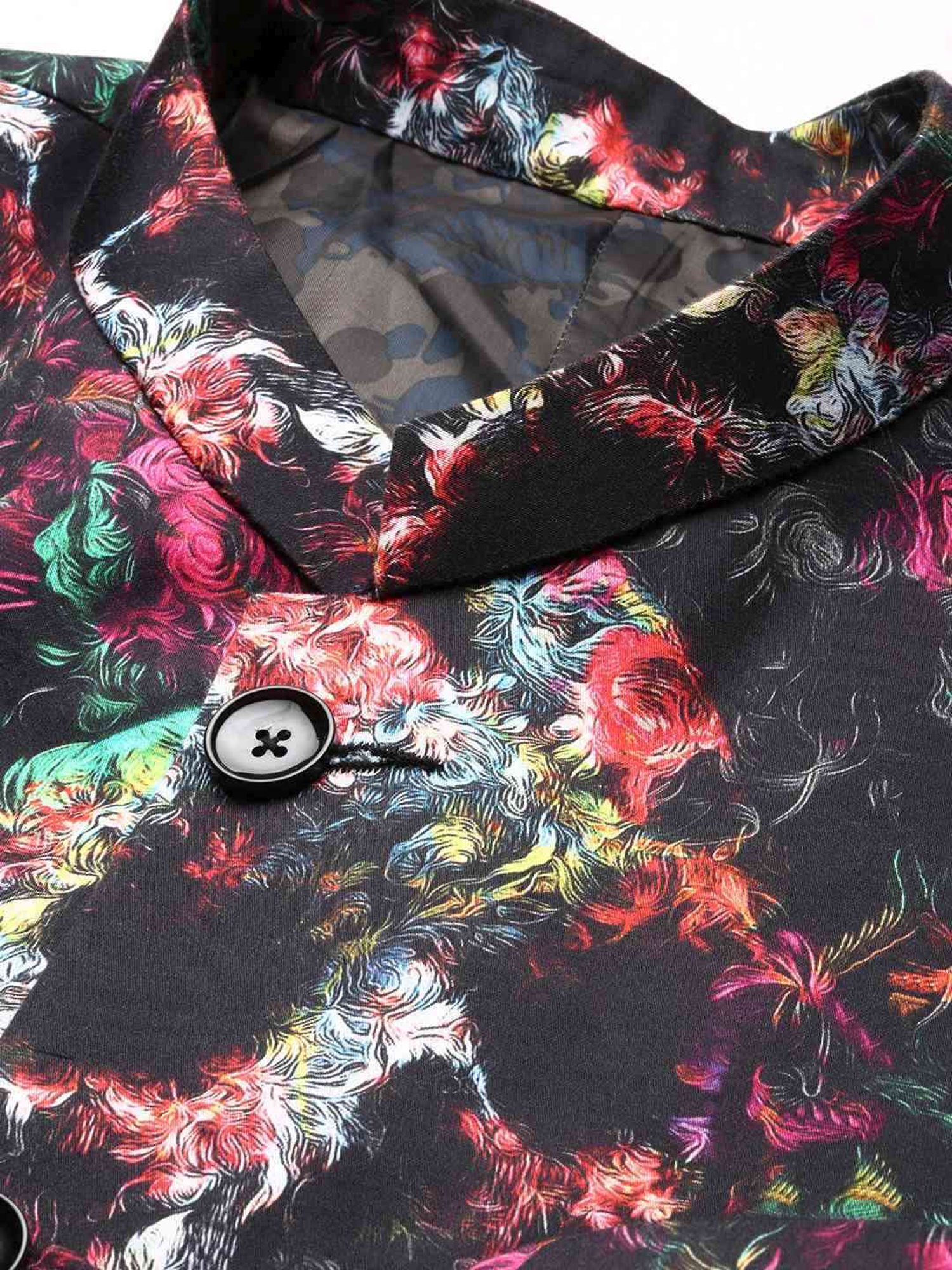 SHOWOFF Multicoloured Slim Fit Printed Blazer