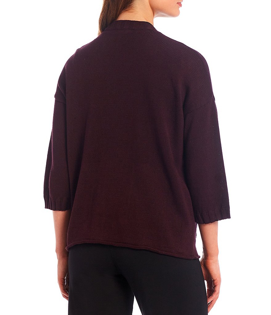 Eileen Fisher Organic Linen Cotton 3/4 Sleeve Textured Cardigan