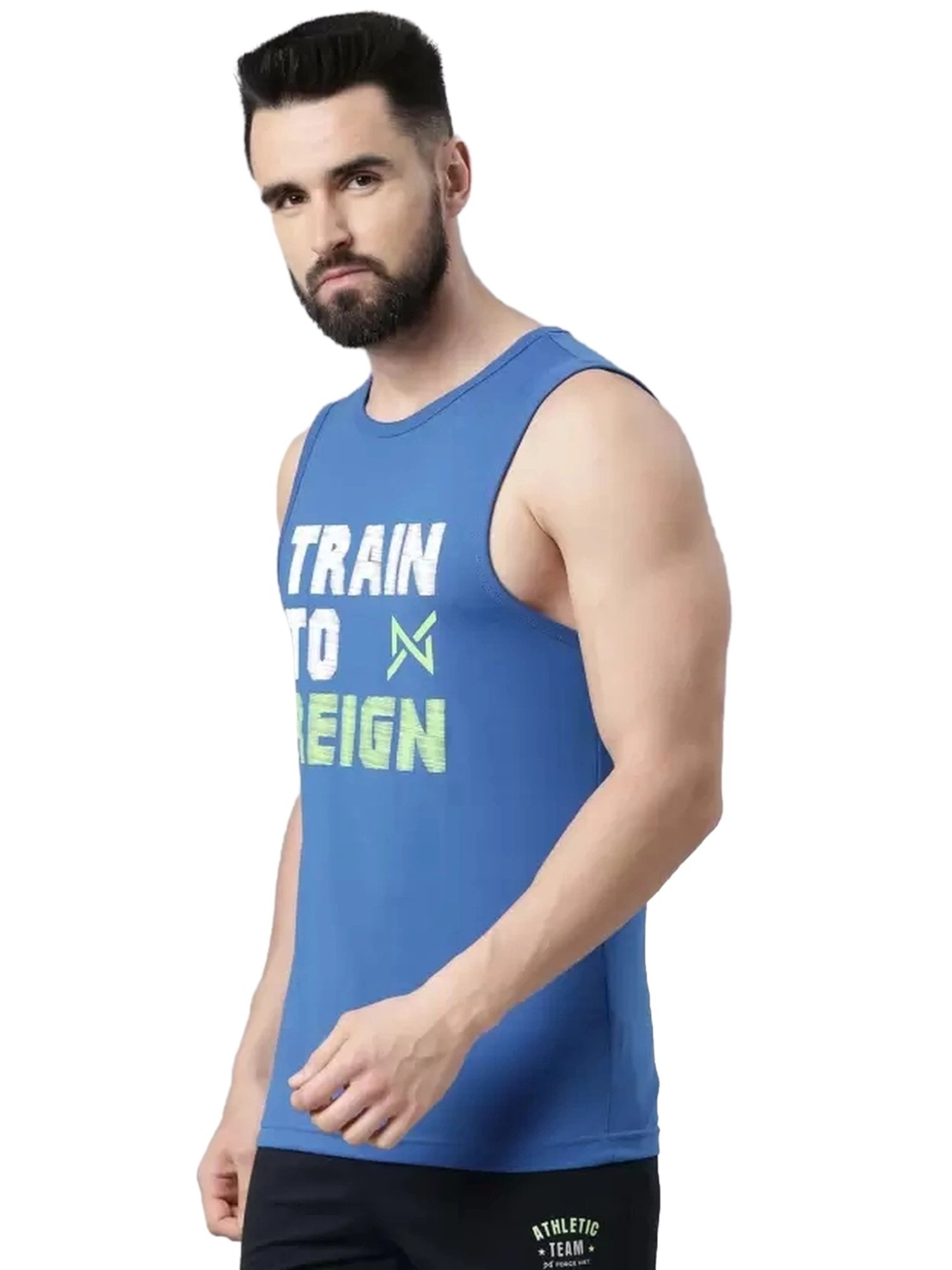 Force NXT Green & Princess Blue Cotton Regular Fit Printed Vest - Pack Of 2