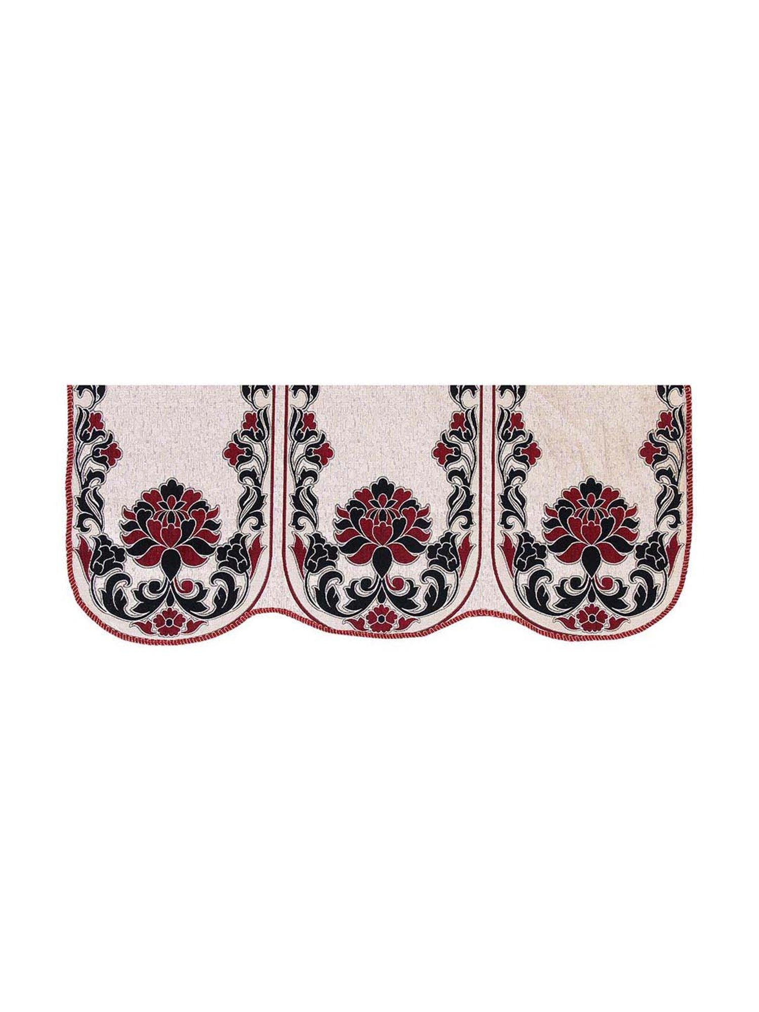 Romee Beige & Maroon Chenille 5-Seater Sofa Cover Set