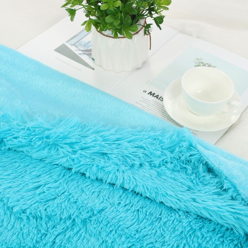 1 Pc Queen Faux Fur Lambswool Reversible Plaid Pattern Bed Blankets Purple  - PiccoCasa