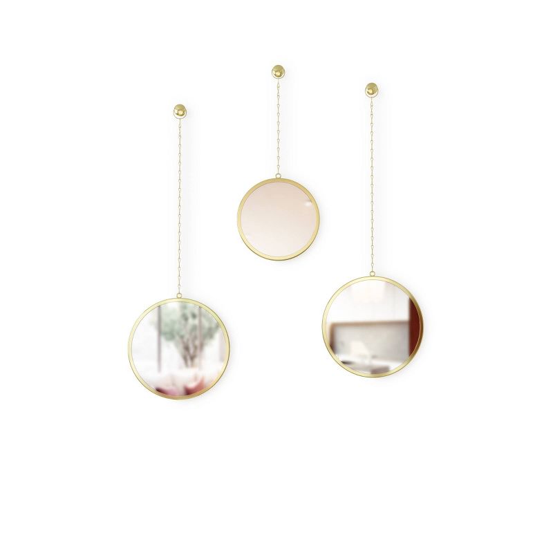 Set of 3 Dima Round Decorative Wall Mirrors Brass - Umbra