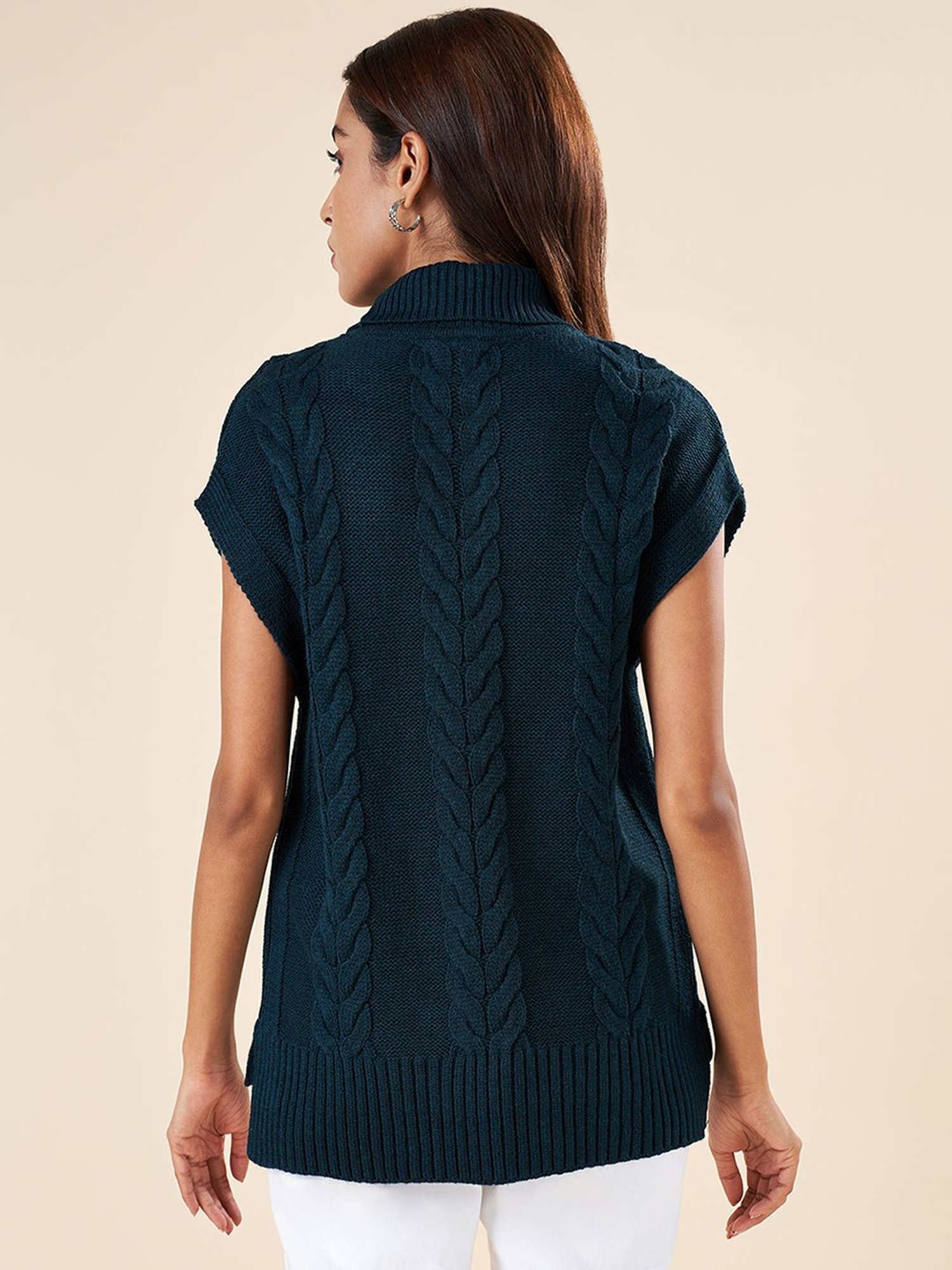 Akkriti by Pantaloons Blue Crochet Pattern Sweater