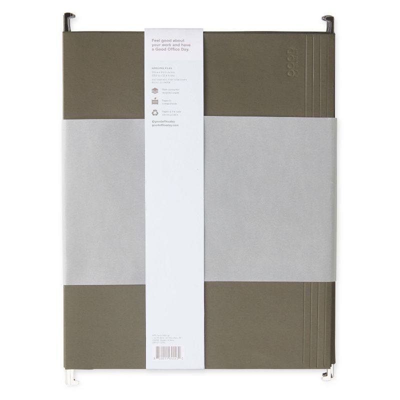 6ct Hanging Files with Tab Set Letter Size Charcoal - Good Office Day