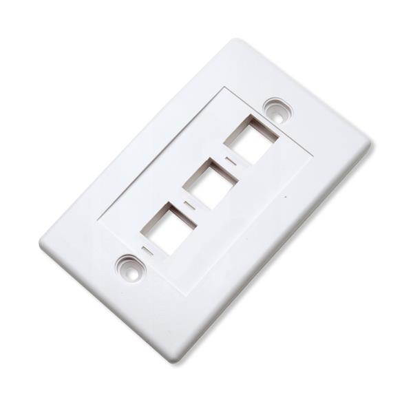 3 Port Keystone Wallplate - 10pk, WH
