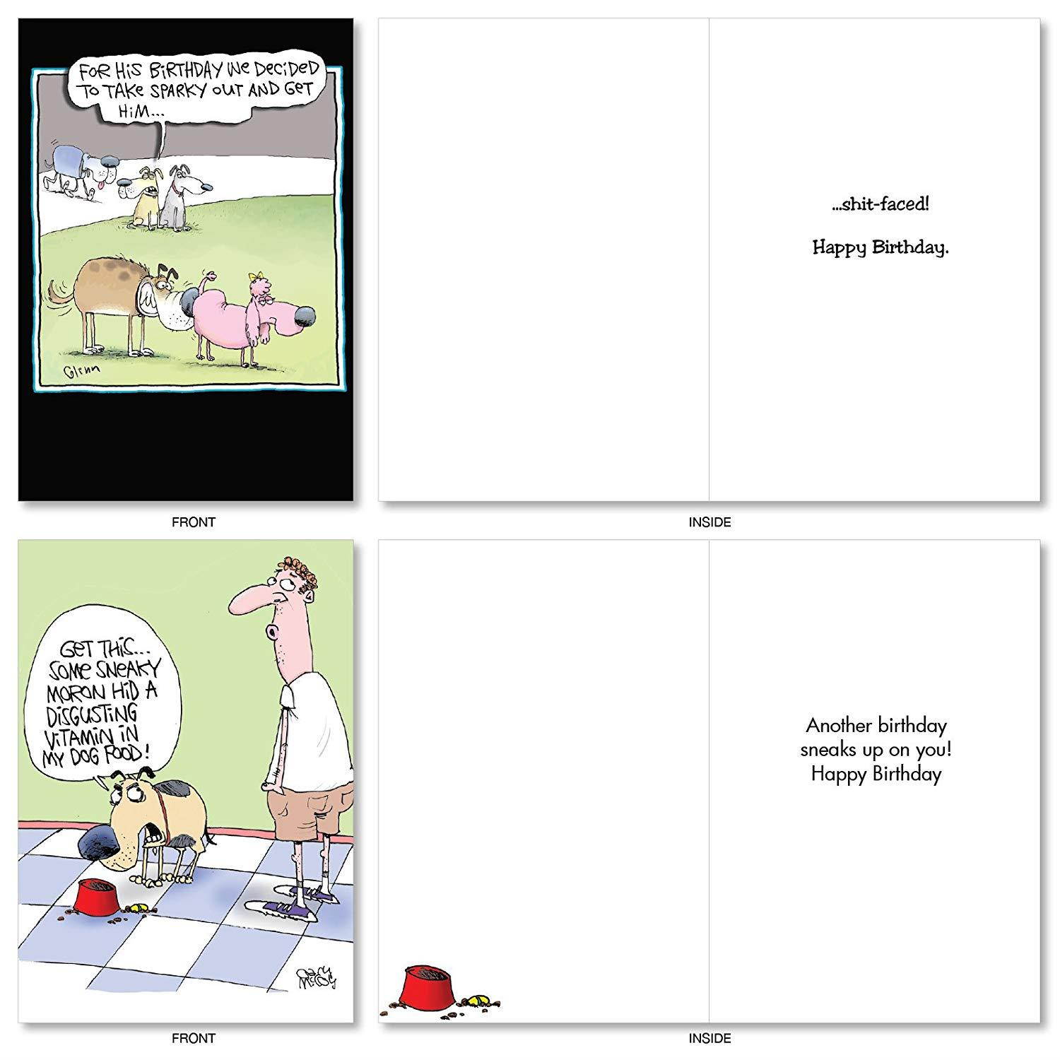 A4885BDG Dogs of McCoy Bros.: Assorted Box of Humorous Birthday Cards, w/ 12 Envelopes (10 Designs, 1 Notecard Per Design)