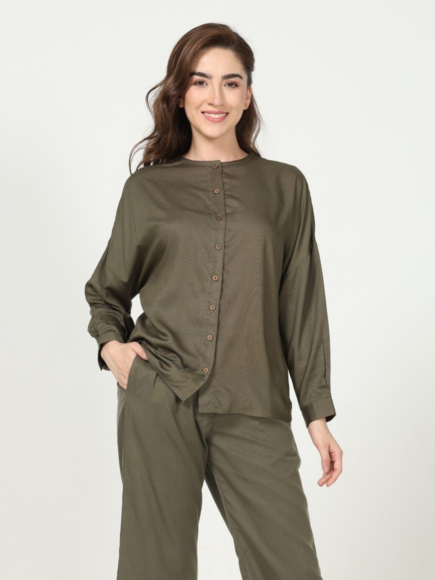 Saltpetre Elegant Olive Co-ord Set in Tencel