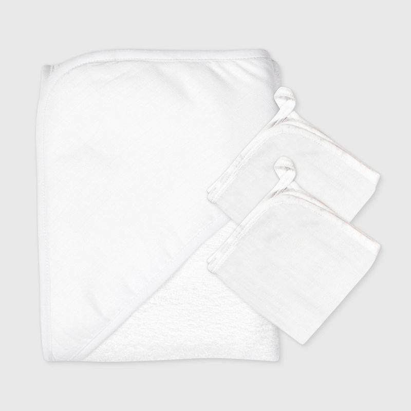 Baby Boys' Basic Muslin Hooded Towel - Cloud Island™ Mint/Aqua/White