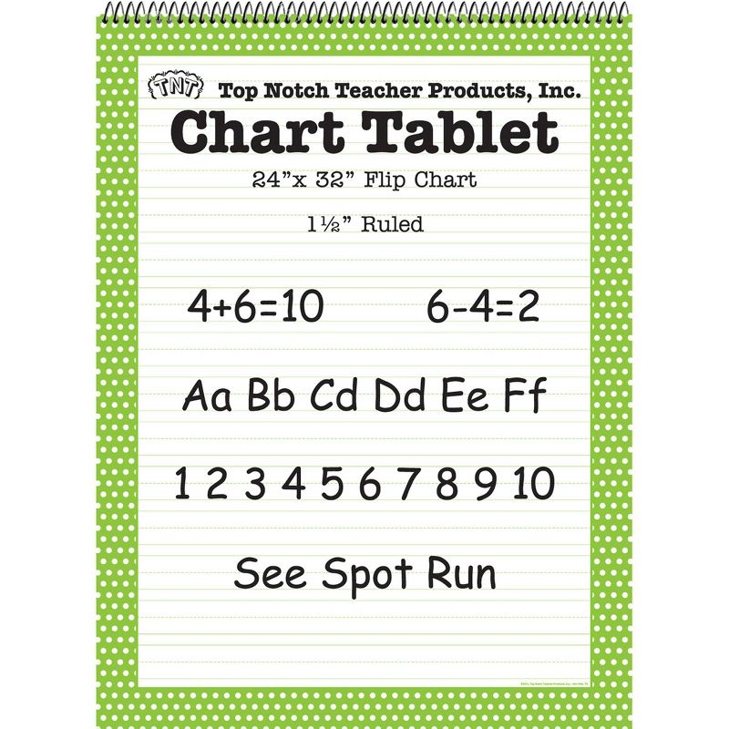 25 Sheets 24" x 32" Ruled Chart Tablet Green Polka Dot - Top Notch Teacher Products