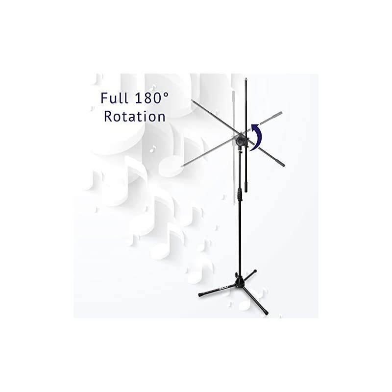 Microphone Stand Boom Arm Tilting Rotating Floor Podium Stage or Studio Strong Durable And Foldable Height 38.5"- 66" Extends Arm to 29 3/8" Comes With 3/8" and 5/8" mount Adapters&hellip;