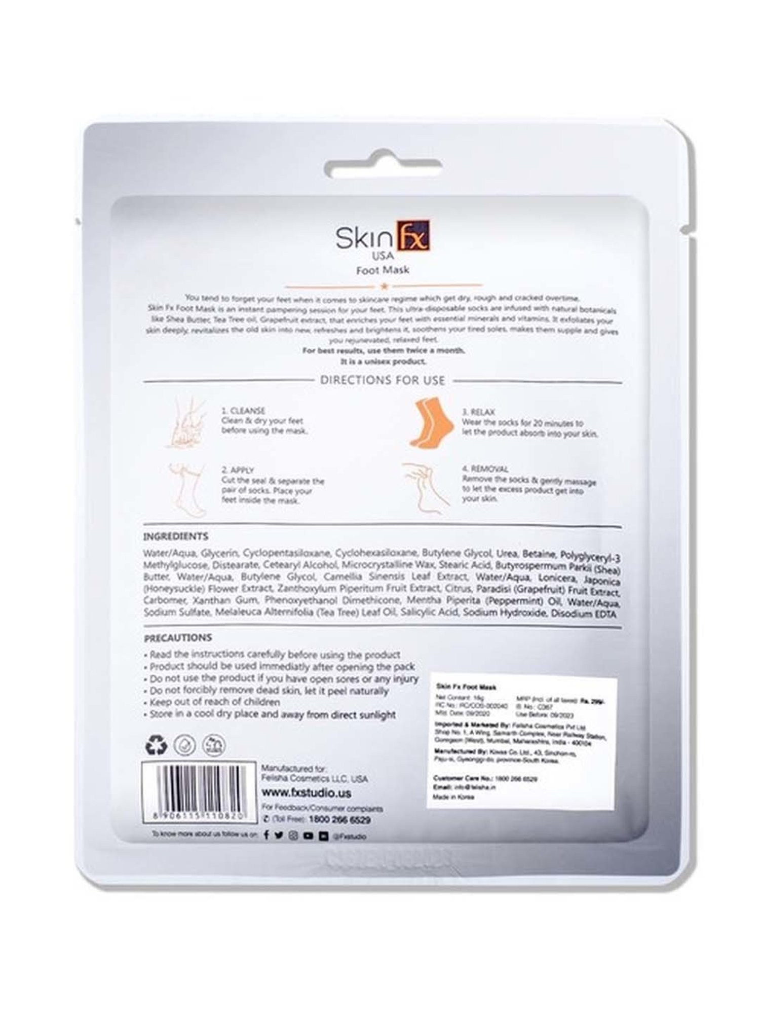 Skin Fx Nourishing Foot Mask & Hydrating Cream Mask - Pack of 2