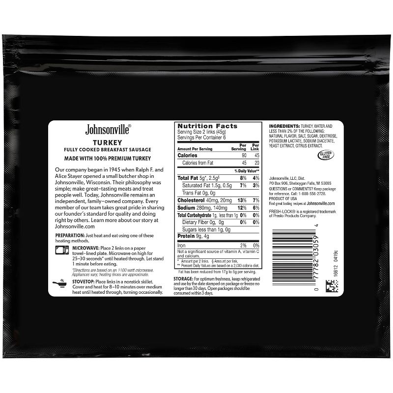Johnsonville Turkey Fully Cooked Breakfast Sausage Links - 9.6oz/12ct