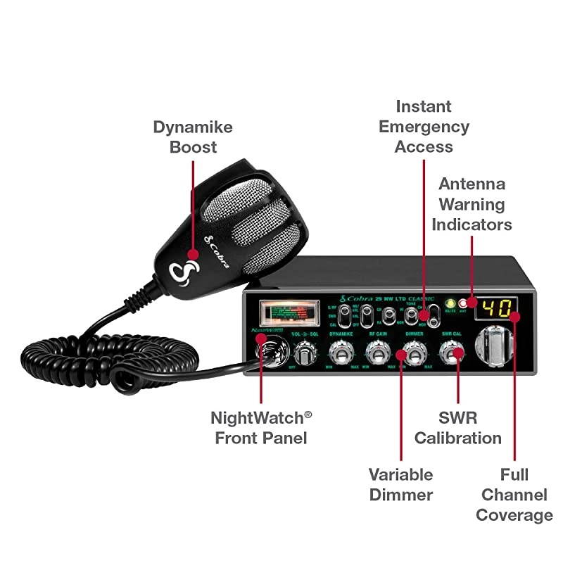 29NW Classic Professional CB Radio - Emergency Radio, Travel Essentials, Instant Channel 9/19, Full 40 Channels, SWR Calibration and Nightwatch Illumination Display