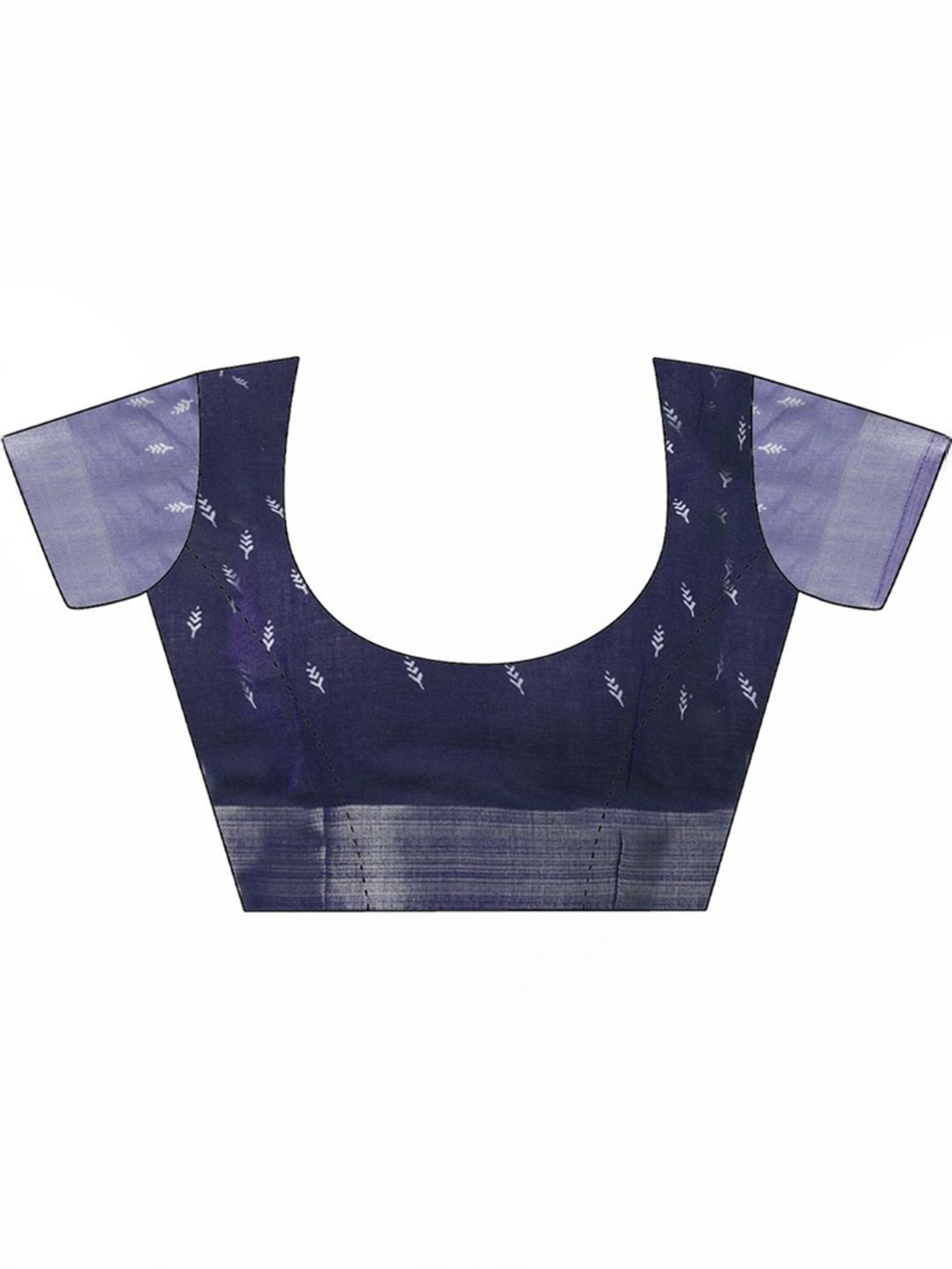 Satrani Navy Printed Saree With Unstitched Blouse