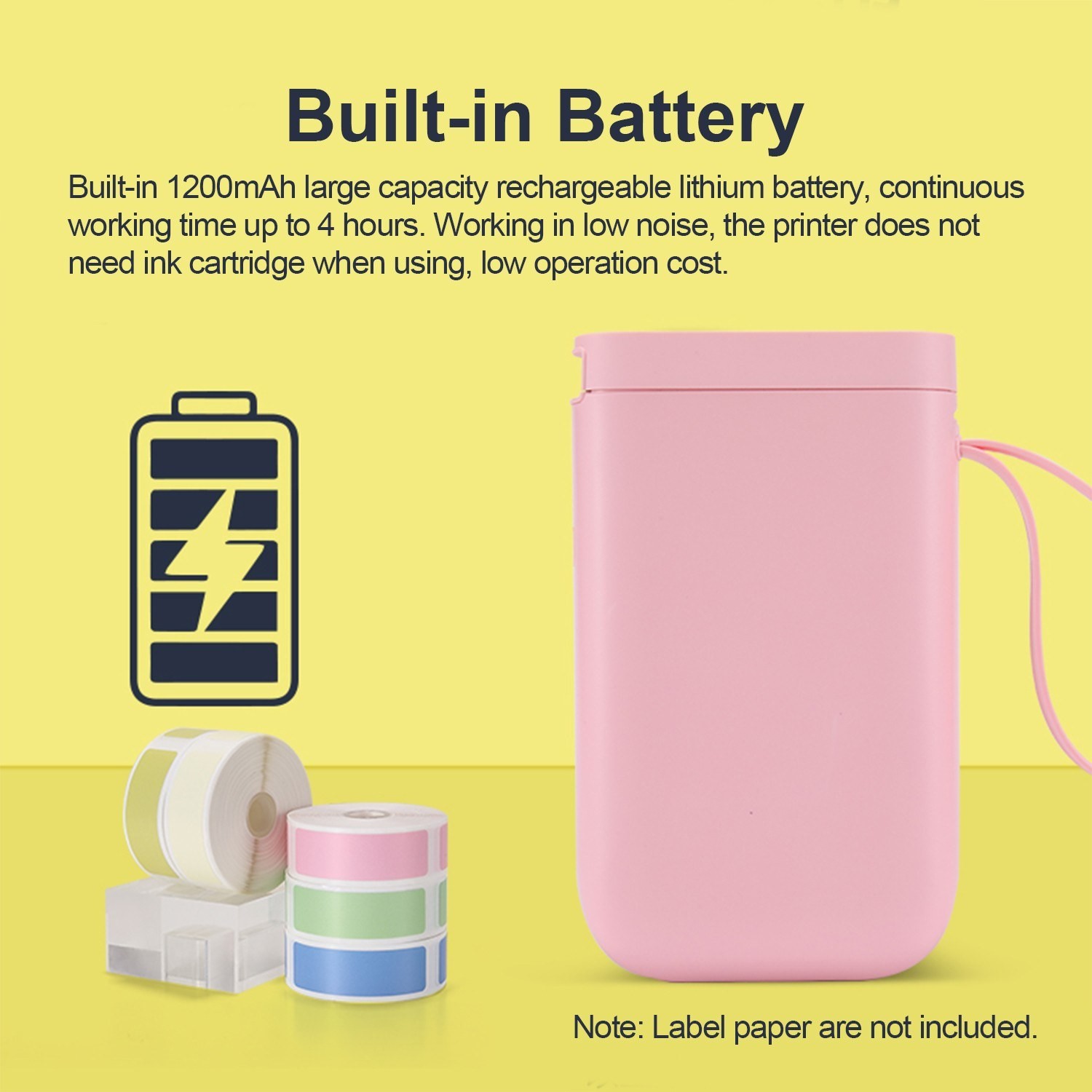 Portable Handheld Thermal Label Printer Wireless BT Label Maker Sticker Machine Compatible with iOS Android Smartphone for Home Office School Supermarket Store Labeling Barcodes