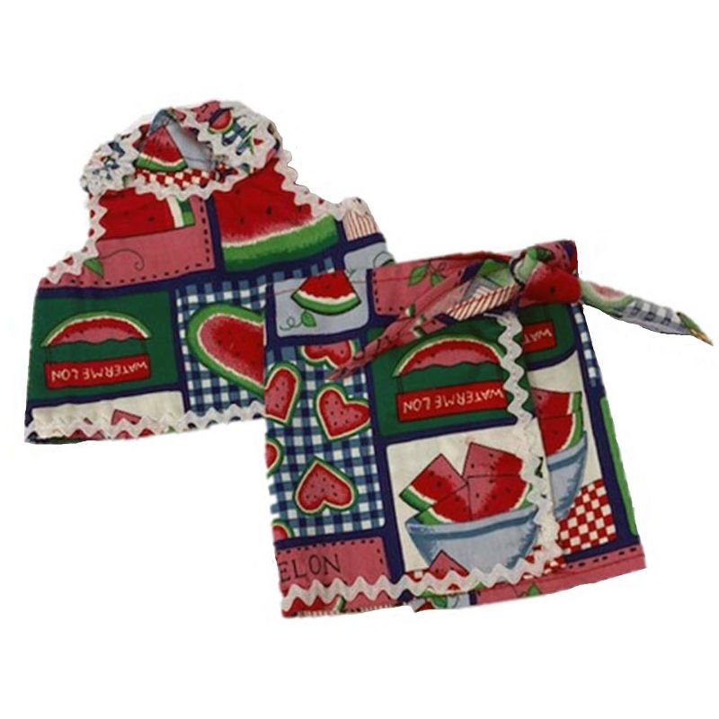 The Queen's Treasures Little House on the Prairie Green Calico Dress, Bonnet & Apron for 18" American Girl Dolls