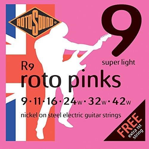 Rotosound R9 Roto Pinks Nickel Electric Guitar String Set, Super Light