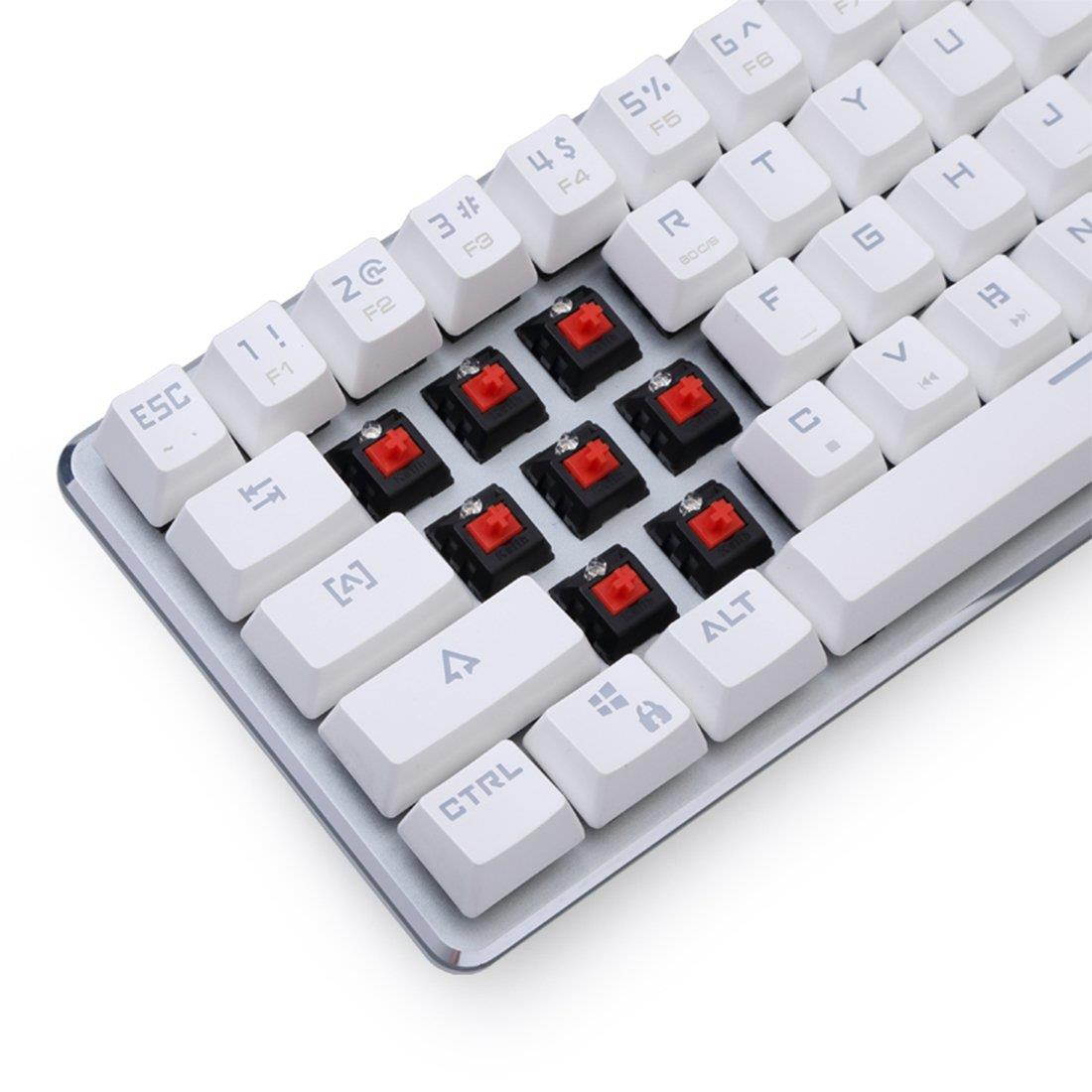 Qisan Happy Deals 20% Off Mechanical Keyboard Gaming Keyboard GATERON Red Switch Wired Backlit Mechanical Mini Design (60%) 68 Kyes Keyboard White Silver Magicforce