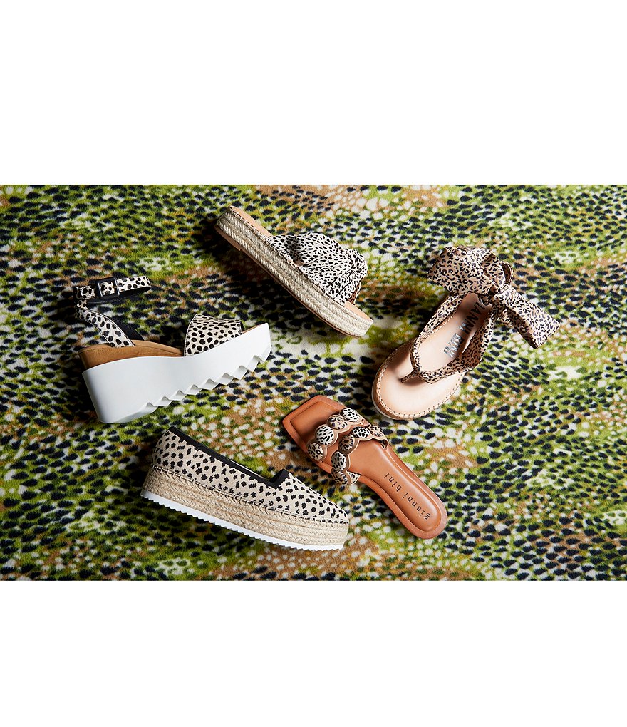 Gianni Bini Daysha Two Band Printed Button Detailed Square Toe Slides