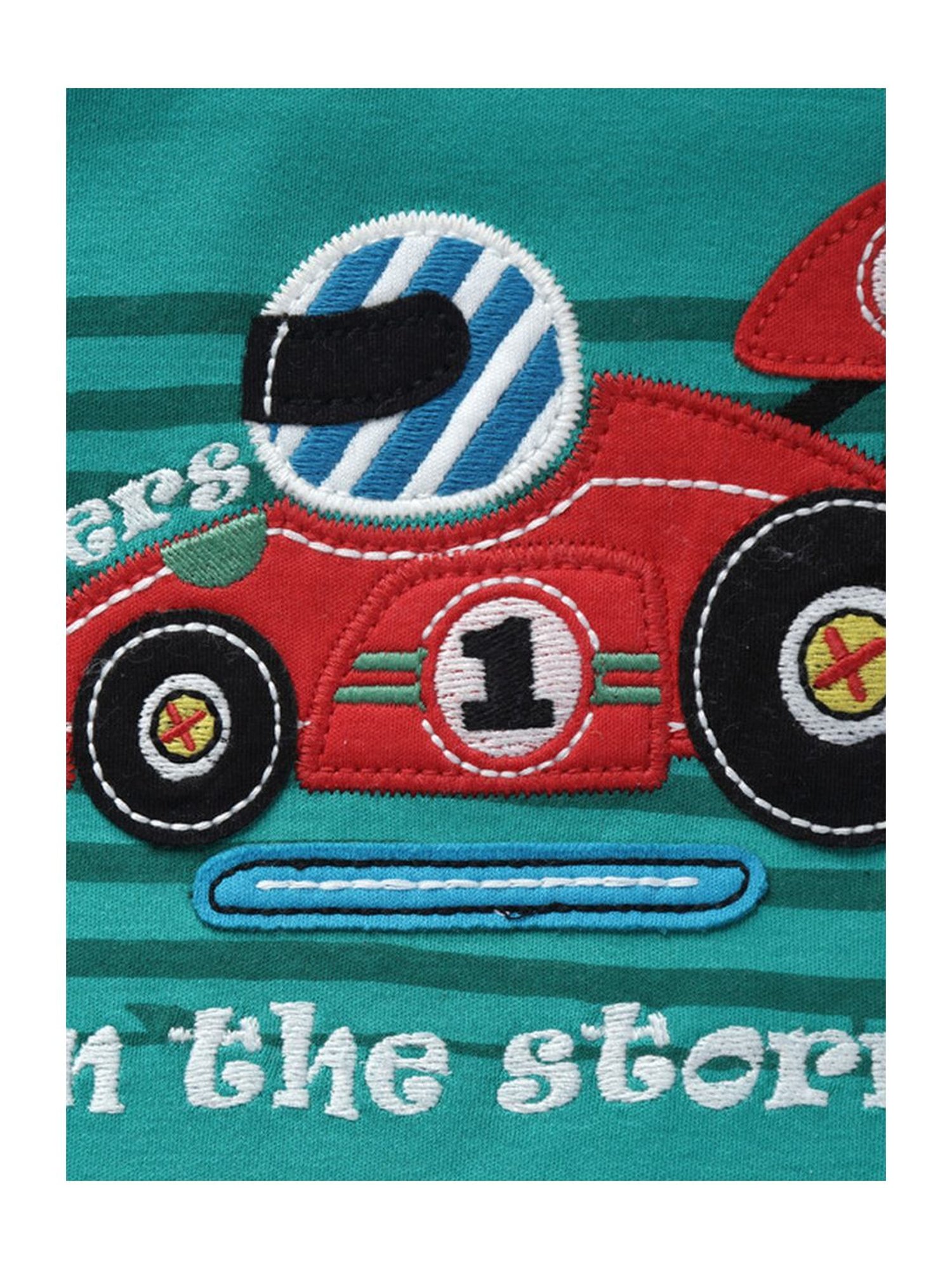 Pranava Kids Mint Green Cotton Patch Work T-Shirt