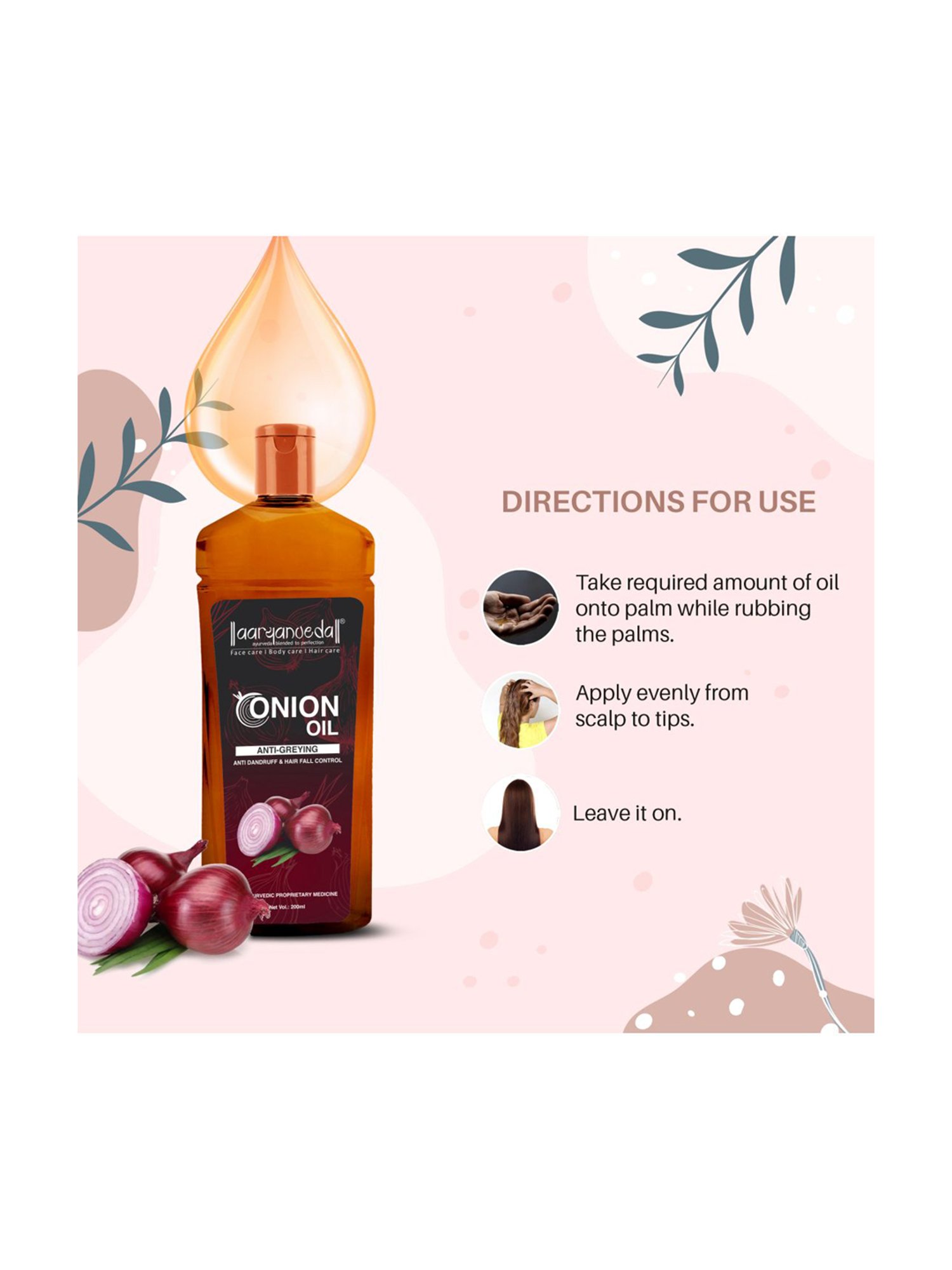Aryanveda Onion Oil - 50 ml, Shampoo Free with Oil - 200 ml