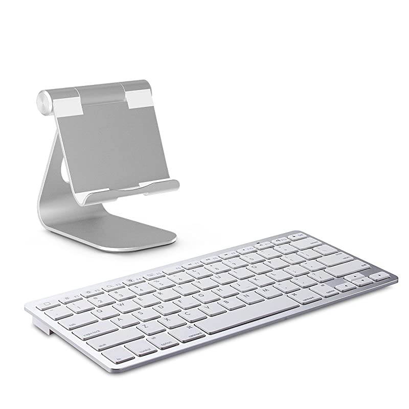 Adjustable Tablet Stand Compatible with iPad Tablets Up to 129 inch and all Cell Phones Stable Sticky Base Silver
