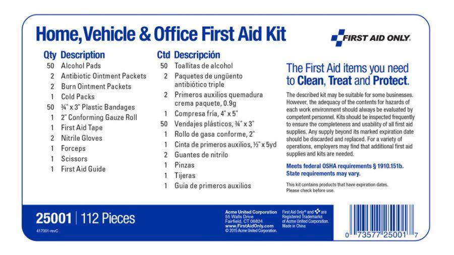 Physicianscare by First 25 Person First Aid Kit, 113 Pieces/Kit 25001